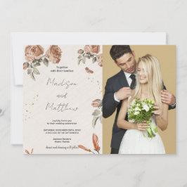 Braun Blume Hochzeitseinladungen mit Foto Einladung