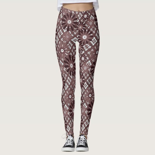 Braun, Blume Leggings (Vorderseite)