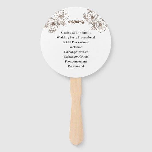 Braun-Blume-Personalisiert-Hochzeitsprogramm Fächer (Rückseite)