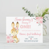 Braun Blume und rosa... Einladung (Stehend Vorderseite)