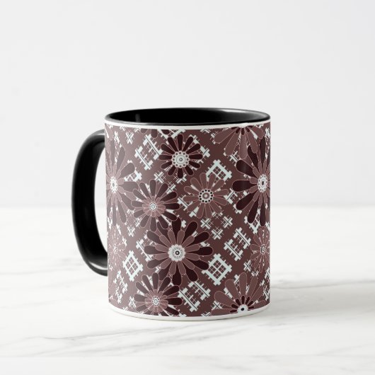 Braun, Blumenmuster Tasse (Vorderseite Links)