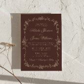 Braun-blumige Hochzeit mit QR-Code im Old-Money-St Einladung