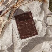 Braun-blumige Hochzeit mit QR-Code im Old-Money-St Einladung