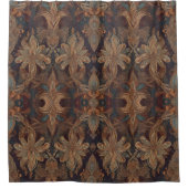 Braun Blütendusche Boho Duschvorhang (Vorderseite)