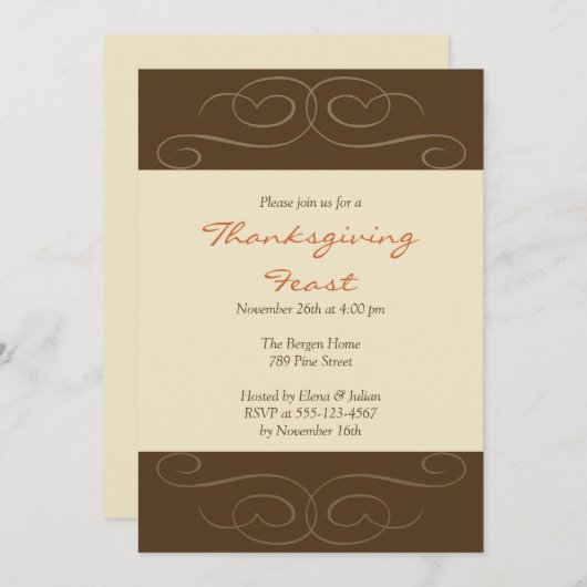 Braun Blütenfall Sonderangebot Erntedank Einladung (Vorne/Hinten)