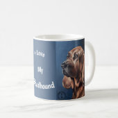 Braun-Bluthund-Ölgemälde-Tasse Kaffeetasse (VorderseiteRechts)