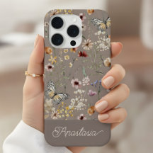 Braun Boho Watercolor Wildblumen Muster