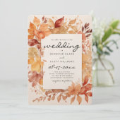 Braun-Borten-Blätter Herbsthochzeit Einladung (Stehend Vorderseite)