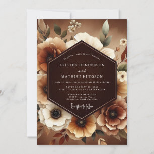 Braun-Botanische-Herbstromanze-Hochzeit Einladung