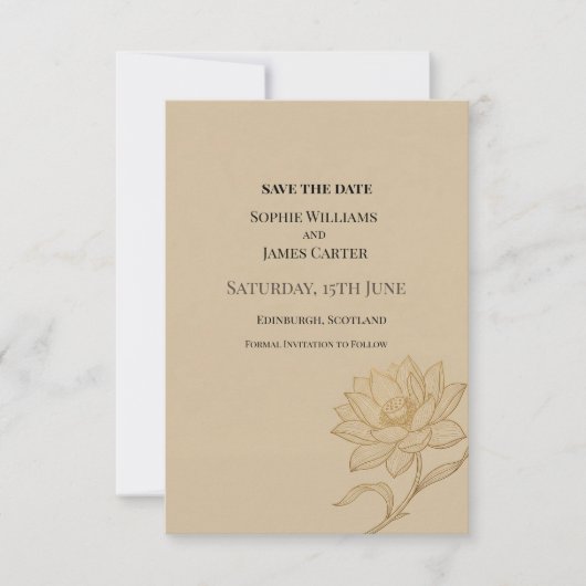 Braun Botanische Hochzeit Save The Date (Vorderseite)