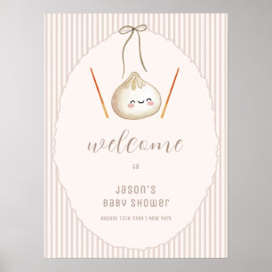 Braun Boy Bow Asiatische Teigtasche Baby Shower Wi Poster