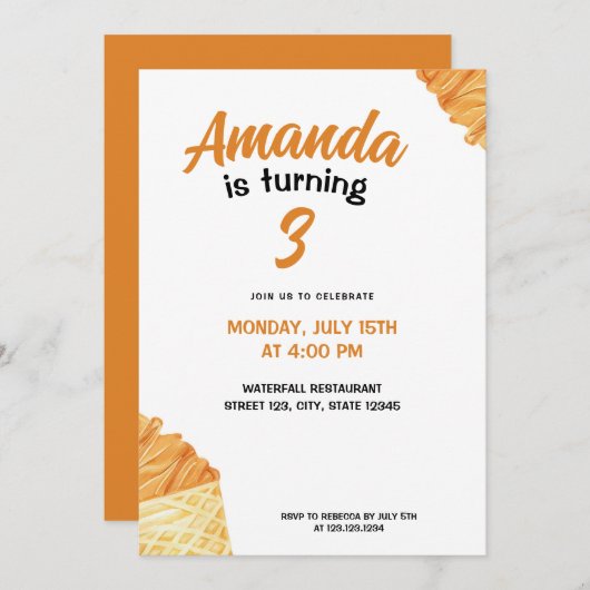 Braun-braune Eiscreme Einladung (Vorne/Hinten)