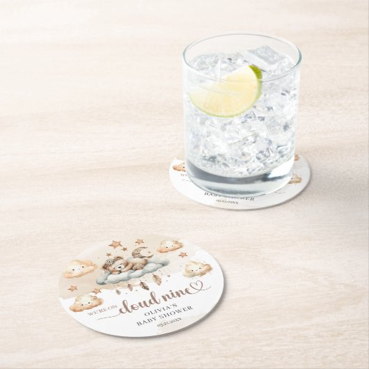 Braun-Brauner Elfenbein-Teddy-Wolke 9 Runder Pappuntersetzer (Vor Ort)