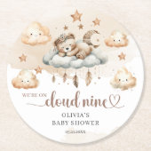 Braun-Brauner Elfenbein-Teddy-Wolke 9 Runder Pappuntersetzer (Vorderseite)