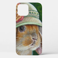 Braun Bunny Rabbit im Frühjahr Bonnet Wasserfarbe