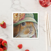 Braun Bunny Rabbit im Frühjahr Bonnet Wasserfarbe Serviette (Beispiel)