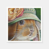 Braun Bunny Rabbit im Frühjahr Bonnet Wasserfarbe Serviette (Vorderseite)