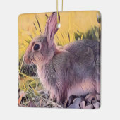 Braun Bunny Rabbit Vintage Kunst Keramikornament (Links)