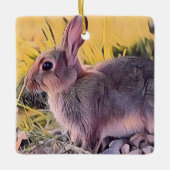 Braun Bunny Rabbit Vintage Kunst Keramikornament (Vorderseite)