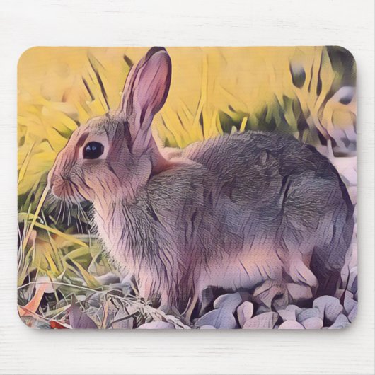 Braun Bunny Rabbit Vintage Kunst Mousepad (Vorne)
