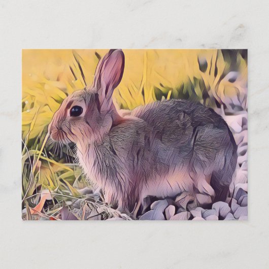 Braun Bunny Rabbit Vintage Kunst Postkarte (Vorderseite)