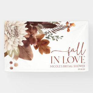 Braun Burgund Fall In Love Florale Hochzeitsdusche Banner