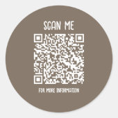 Braun | Business QR Code Scannable Runder Aufkleber (Vorderseite)