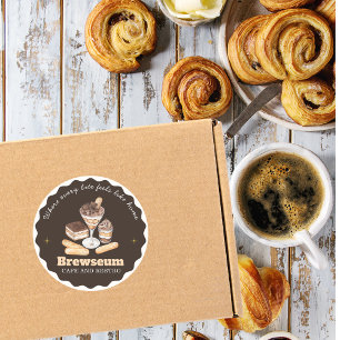 Braun CAFE & Restro Personalisierte Markenbildung Runder Aufkleber