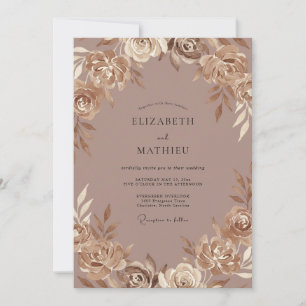 Braun Champagner Gemalte Hochzeit Einladung