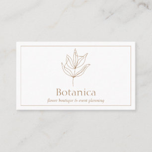 Braun-chic minimalistisches Blattfarn-Blumenmuster Visitenkarte