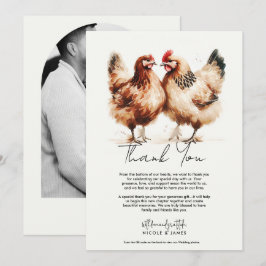 Braun Chickens Watercolor Wedding Danke Einladung