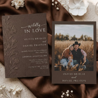 Braun-chocolatefarbene Foto-Hochzeit mit falschem Einladung