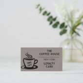 Braun | Coffee Shop Loyalty Card Visitenkarte (Stehend Vorderseite)