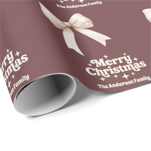 Braun Creme Bogen Retro Weihnachten Geschenkpapier (Rolleneckpunkt)