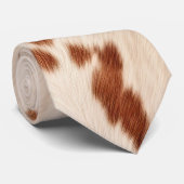 Braun Creme Faux-Kuh-Druck Krawatte (Gerollt)
