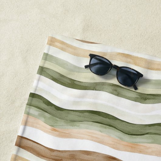 Braun Creme Grün Streifen Strandtuch (Beispiel)