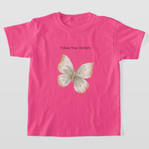 Braun Creme Grüner Schmetterling T-Shirt