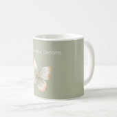 Braun Creme Grüner Schmetterling Träume Kaffeetasse (VorderseiteRechts)
