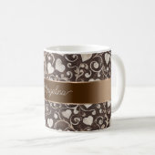 Braun Creme Herzen Band   Kaffeetasse (VorderseiteRechts)