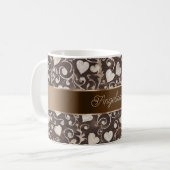 Braun Creme Herzen Band   Kaffeetasse (Vorderseite Links)
