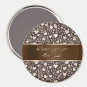 Braun Creme Herzen Band   Magnet (Vorderseite/Rückseite)
