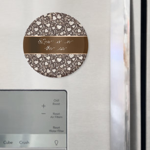 Braun Creme Herzen Band   Magnet