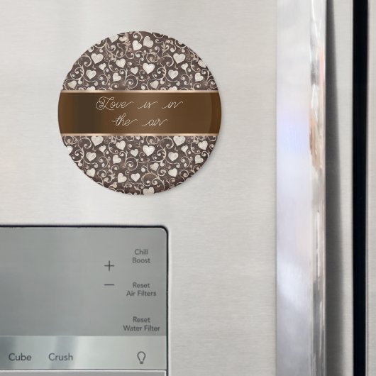 Braun Creme Herzen Band   Magnet (In Situ (Kühlschrank))