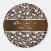 Braun Creme Herzen Band   Magnet (Vorne)