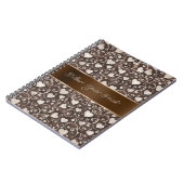 Braun Creme Herzen Band Notizblock (Linke Seite)