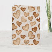 Braun Creme Herzen Streifen Liebe Karte (Rückseite)