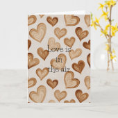 Braun Creme Herzen Streifen Liebe Karte (Gelbe Blume)