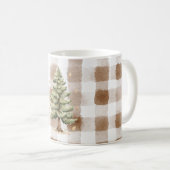 Braun Creme Kariert Streifen Baum Kaffeetasse (VorderseiteRechts)
