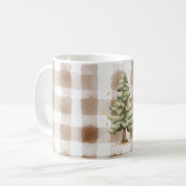 Braun Creme Kariert Streifen Baum Kaffeetasse (Vorderseite Links)