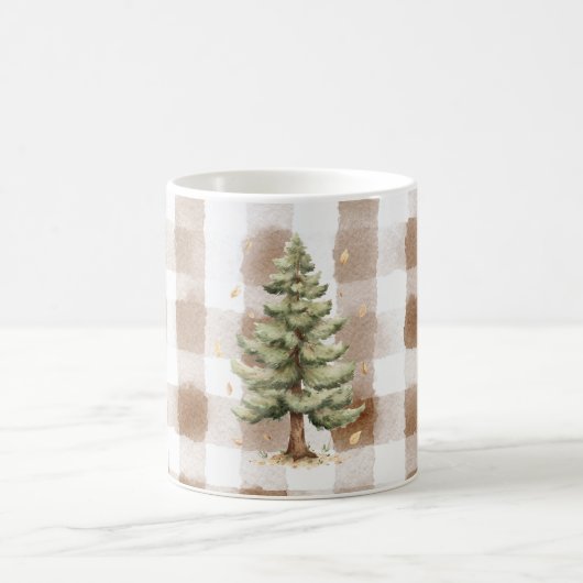 Braun Creme Kariert Streifen Baum Kaffeetasse (Mittel)